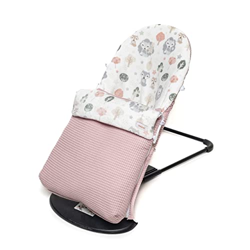 Funda y Saco para Hamaca Compatible con BabyBjörn Balance Soft Bliss - Sustituye tapicería Original - Altura Regulable - Funda Hamaca Alpes - Rosa Maquillaje - Nenel