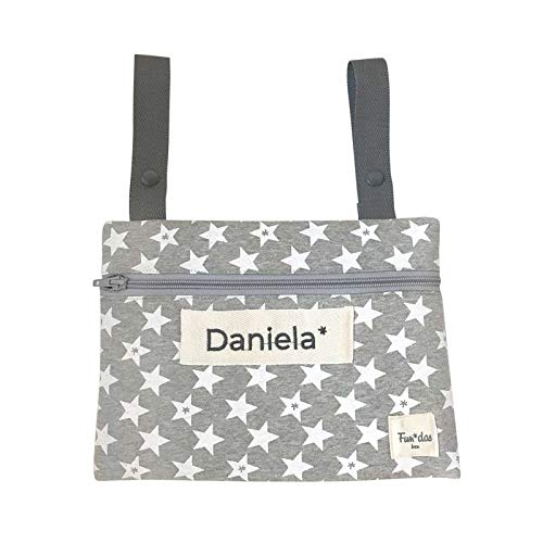 Fundas BCN ® - Bolso Organizador Universal para Carrito de Bebé - Miniclutch - Organizador de cochecito de Bebé con Diferentes Estampados y Colores (Fun Vintage Star)