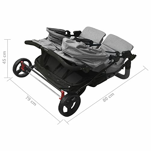 Gecheer Carrito para Gemelos Silla de Paseo Gemelar Cochecito Doble para Gemelos Reclinable y Plegable de Acero Gris Claro