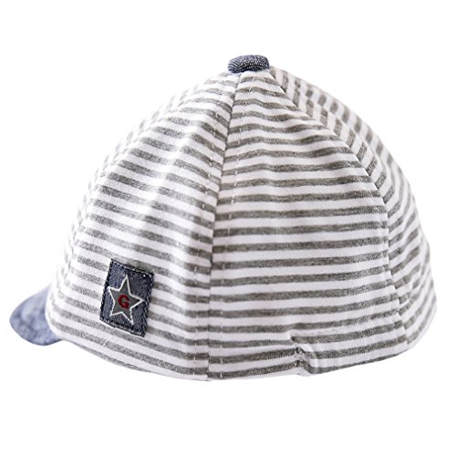 GEMVIE Gorro de Béisbol para Bebe Niño Verano Protector del Sol Gorra Niña Playa Rayas Clasicas Algodón Gris 0-3 Meses