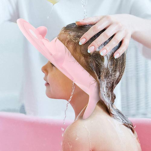 Gorro de Ducha Bebé, NALCY 2Pcs Ajustable Impermeable Champú Caps Shield, Baño para Bebé Gorro Protector para Lavar el Cabello de Niño Protección para los Oídos (Azul y Rosa)