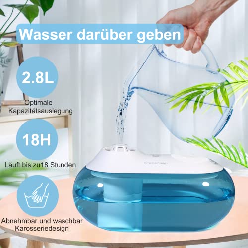 Greenmaker Humidificador, 2.8L Humidificador UltrasóNico De Niebla FríA, Apagado AutomáTico Y Silencioso, 3 Modos, Humidificador De Dormitorio Para Oficina, GuarderíA, Gran Sala