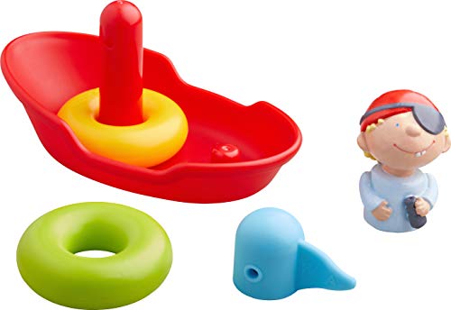 HABA 304906 construcción, Juguete acuático 18 Meses con 5 Piezas, Barco Pirata como Juego para la bañera, 14 cm, para niños a Partir de 1,5 años