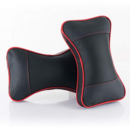 Hadristrasek Reposacabezas de Coche 2 Asientos del Coche Apoyo for la Cabeza del Asiento de Coche Accesorios for el Coche-Blanco-Crema Almohadas de Viaje (Color : Black Red)