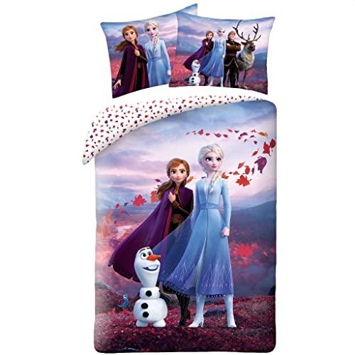 Halantex Disney Frozen - Juego de Cama para Niños, Funda de Edredón 140 x 200 cm y Funda de Almohada 70 x 90 cm