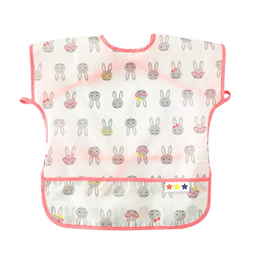 Happy Cherry - Babero Infantil Impermeable Delantal Niños Niñas de EVA Cartoon sin Manga para Comer Jugar DIY - Conejo - 3-5 años