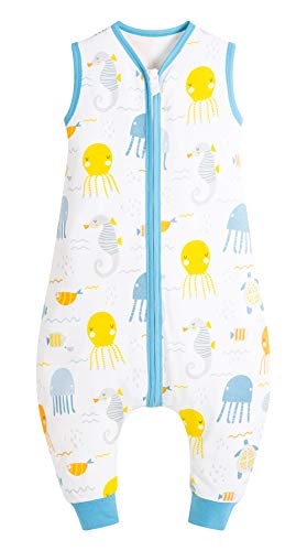 Happy Cherry - Saco de Dormir con Pies Bebé Niño Niña Mono Algodón para Verano Primavera Otoño Infantil Pijama sin Mangas Mameluco Recién Nacido Pelele con Piernas Separados - 3-4 Años