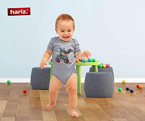 HARIZ Body de manga corta para bebé con diseño de vehículo de motociclismo y tractor, incluye tarjeta de regalo, color blanco, 6-12 meses