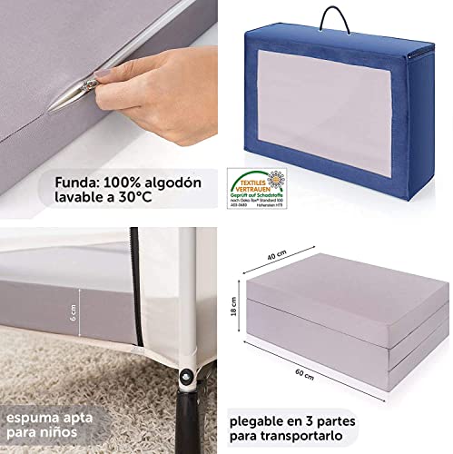 Hauck Sleep n Play Cuna de Viaje con Colchon y Mosquitera incluidos - Parque Cuna de viaje Plegable dos alturas Cambiador con Elevador, Ruedas y Bolsa de transporte - Gris