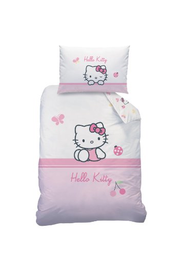 Hello Kitty 041063 Ropa de Cama para Bebé Coccinelle, Linón de Algodón, 100 x 135 + 40 x 60 cm