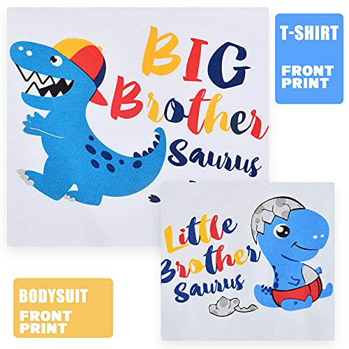 Hermano Mayor Hermano Pequeño Camisetas Conjunto Dinosaurio Regalo Niños Camiseta Y Bebé Body algodón Anuncio Embarazo Manga Corta Trajes Blancos T-Rex Recién Nacidos Estampada(3-4 años 3-6 Meses)