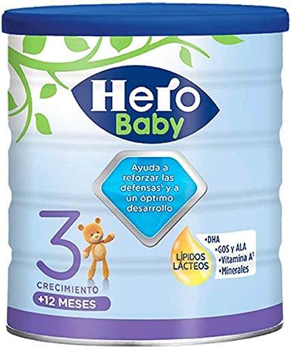 Hero Baby - Leche 3 de Continuación para lactantes a partir de 12 meses, pack de 3 x 800 gr