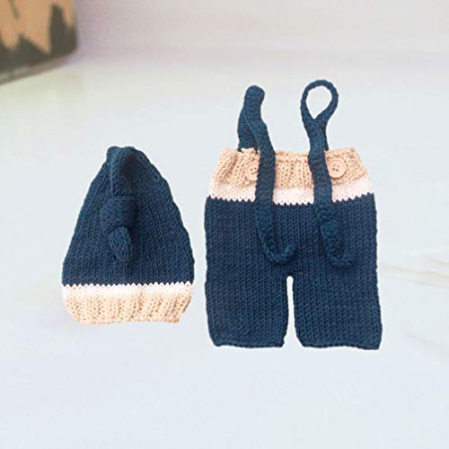 Holibanna Conjunto de accesorios para fotos de bebés recién nacidos mensuales pantalones de gorro de punto de ganchillo para sesión de fotografía de niñas y niños (0-3 meses)