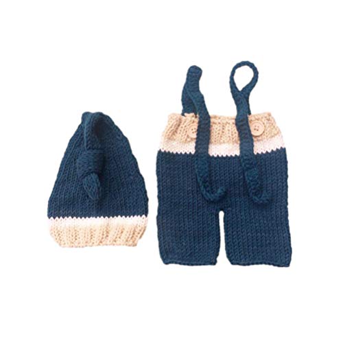 Holibanna Conjunto de accesorios para fotos de bebés recién nacidos mensuales pantalones de gorro de punto de ganchillo para sesión de fotografía de niñas y niños (0-3 meses)