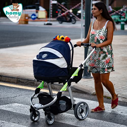 HOMYBABY® Reflectores cochecito de bebé [x4] - Reflectante de seguridad con cierre de velcro - Bicicleta bebe, carrito de bebe, silla de paseo - Seguridad vial - Visibilidad nocturna - Seguridad bebe