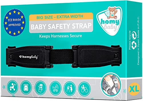 HOMYBABY® Seguridad Bebes - Hebilla para Cinturon de Seguridad ORIGINAL - Evita que el Niño Saque los Brazos del Arnés - Protector Arnes Bebe para Silla de Coche - Cierre Seguridad Bebe (XL)