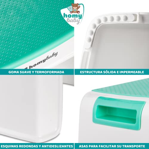 HOMYBABY® Taburete Niños - Escalón Infantil con Superficie Antideslizante Reforzada para Lavabo, WC, Cocina, Cama - Alzador Adaptador WC niños - Taburete Baño Infantil Color Turquesa