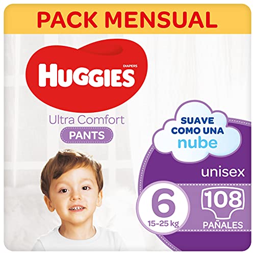 Huggies Ultra Comfort Pañal Braguita Talla 6 (15-25 kg) - 108 pañales braguita