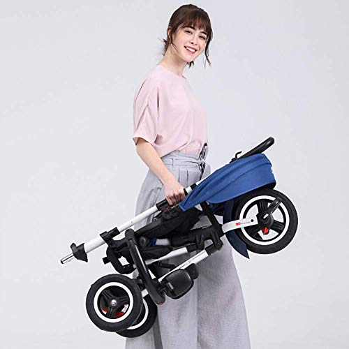 HYLH Bicicleta Trike para NiñOs, Triciclo para NiñOs 3 Ruedas 2 En 1 Triciclo para NiñOs Triciclo para NiñOs para NiñOs DiseñO Inteligente para Padres Manillar, Blue