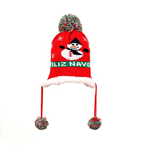 I3CKIZCE - Gorro de Navidad de punto térmico para niños, para otoño o invierno, lana cálida, gorro de lana de punto con diseño navideño, Muñeco de nieve, 1-5 años