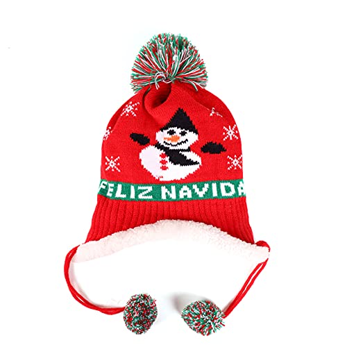 I3CKIZCE - Gorro de Navidad de punto térmico para niños, para otoño o invierno, lana cálida, gorro de lana de punto con diseño navideño, Muñeco de nieve, 1-5 años