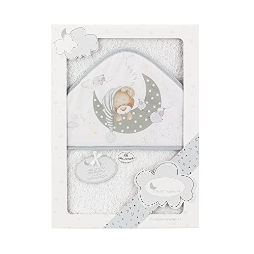 Interbaby 01225-18 - Capa de baño BEAR SLEEPING blanco y gris, unisex