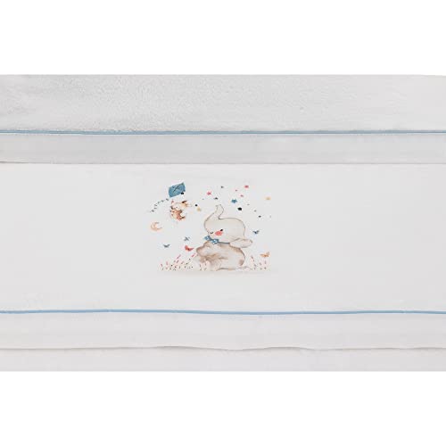 Interbaby Sabanas de Invierno Coralina Extrasuave Cuna 60 x 120 cm (Bajera Ajustable, encimera y Funda de Almohada) (Elefante Azul)