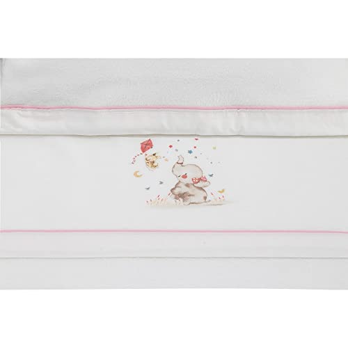 Interbaby Sabanas de Invierno Coralina Extrasuave Cuna 60 x 120 cm (Bajera Ajustable, encimera y Funda de Almohada) (Elefante Rosa)