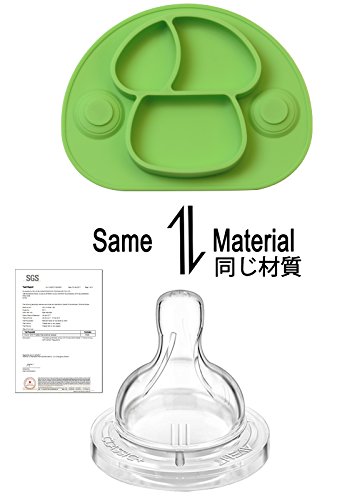 Irypulse Bebé Niños Plato Silicona Con Fuerte Succión Ventosa Divididas Bandeja Placemat Grado Alimenticio Infantil Antideslizante FDA y Sin BPA-Verde