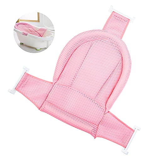 IWILCS Plegable Baño Bañera Almohadilla Bebé Soporte Para El Baño Bebe con Red para Bebés 0-36 Meses (Rosa)