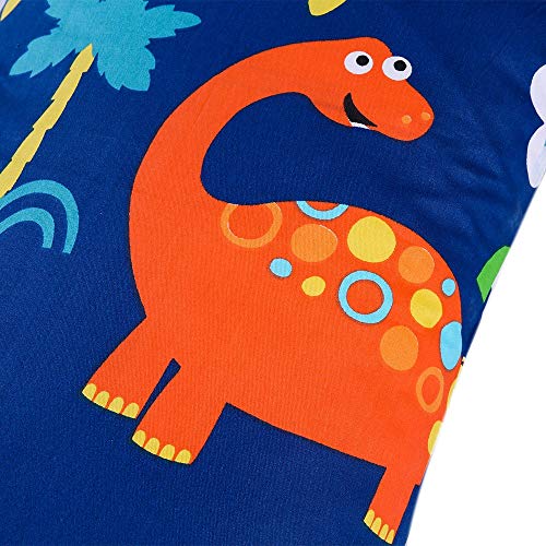 JISEN - Fundas de almohada para niños y niñas (100% algodón natural, pequeñas), diseño de minúsculas fundas de almohada para dormir con cierre de sobre) Dinosaurio Blanco/Azul Talla:33x46cm