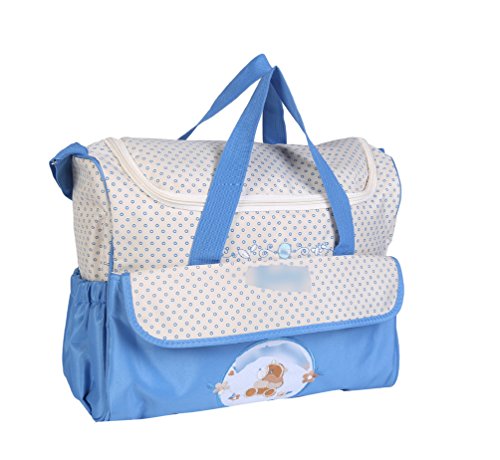 Jitong Mamás Bordado Bolso de Hombro para Viaje Hospital Gran Capacidad Bebé Bolsos Cambiadores de Pañales (Azul, 38 * 18 * 30cm)