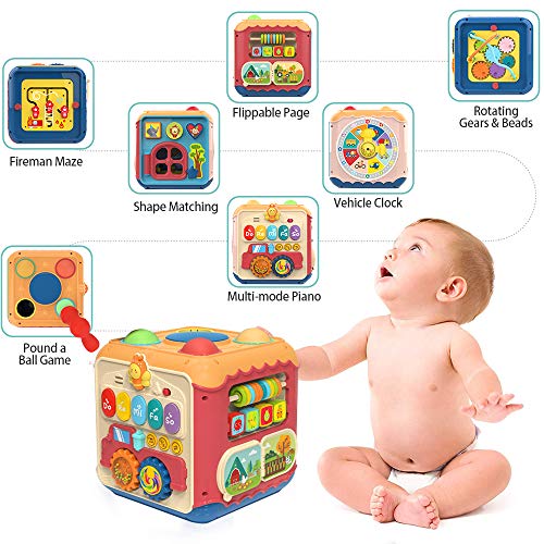 Juguete musical para bebé con forma de cubo de actividad, juguete educativo para bebés y niños pequeños a partir de 9 meses, niños y niñas