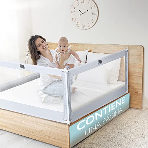 Kid’s Supply Barandilla de la Cama [180x80cm] - Protector de Cama Seguro & Ajustable en Altura [70-90cm] - Cama de protección contra caídas para Cuna & Cama de Adultos [Un Lado]