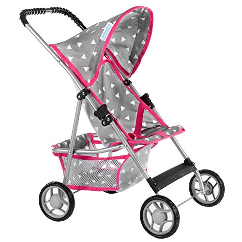 Kinderplay Carrito Bebe Juguetes, Carrito Muñecas - Sillas De Paseo, Cochecito, Parasol, Buggy, Carrito De Bebe, Estructura Ligera Y Estable, Ruedas de Espuma 2 3 años, KP0280S