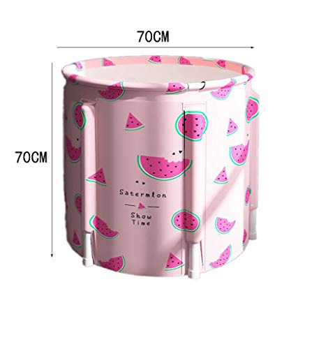 Kjz-bathtub Bañera Plegable Rosa, plástico Grueso Conservación del Calor Lavabo Baño Viaje doméstico Cilindro de Ducha Portátil Estudiante Adulto Baño Cubo (Color : Pink, Size : 70 * 70CM)