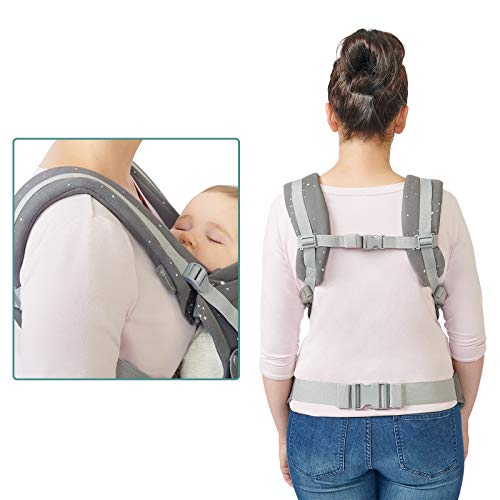 kk Kinderkraft Mochila Portabebé HUGGY, Ergonómica, Multiposición, Algodón, hasta 20 Kg, Gris