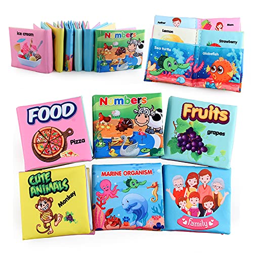 Koo-dib libro bebe,libros bebes 1 año texturas,libro baño blando bebe, libros bebes texturas,cuentos para bebes,libros de fieltro para bebes, juguetes bebe 3 meses,toca toca combel (Paquete de 6)