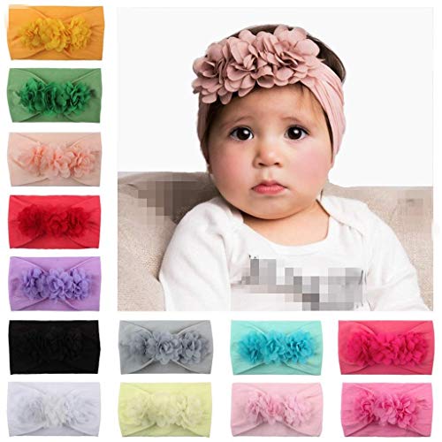 LAEMALLS 13PCS Bebé diadema, Recién nacido diadema, Elásticas diademas, Niñas bebe accesorios, Bebé vabeza band, Diademas para bebe fotografía, Diademas para niños de 0-6 meses, Diadema con flores#3