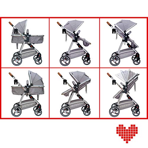 Lalalux Carrito de Bebé Universal y Ligero – Set Completo – Silla de Paseo Multifuncional Hasta 3 Años – Carro Plegable, Deportivo y Doble Suspensión – Con Bolso de Carrito de Bebé, Impermeable y Más