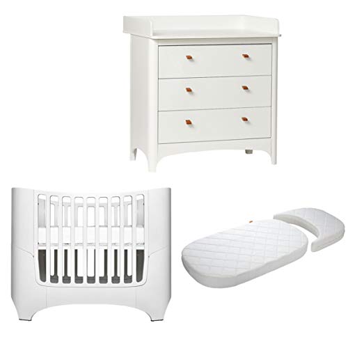 Leander Classic - Cuna + cama infantil con colchón en color blanco y cómoda cambiador con 3 cajones en color blanco