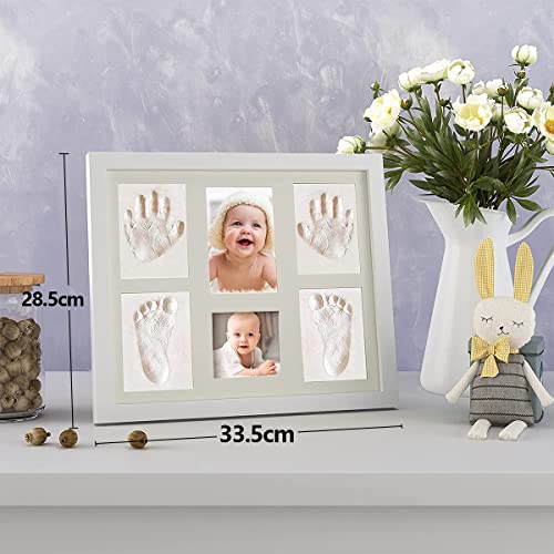 LEcyLankEr Kit de Marco Para Manos y Huellas de Bebé para Niño y Niña con Plastilina de Arcilla Extra Suave y Pequeña Varilla de Madera – Ideal Decoración o Regalo De Baby Shower No Tóxico (grande)