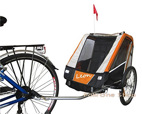 Leon - Carrito de remolque Papilioshop para el transporte de 1 o 2 niños (naranja)