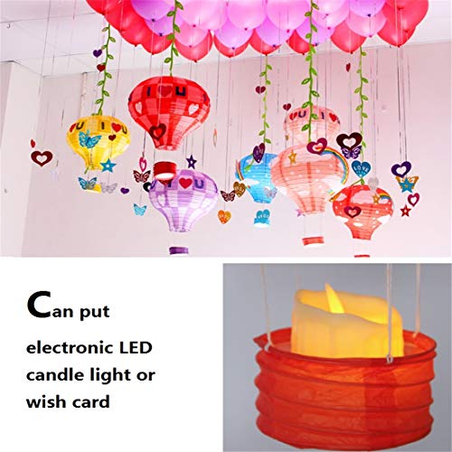 LHY LOFT Globo Aire Caliente Arco Iris LED Infantil Plafón,Infantil Lámpara De Techo,Infantil Habitación Plafón LED,Pantalla De Papel Plegable De Hierro Forjado Esqueleto 2 Paquete,Rosado,B:40CM