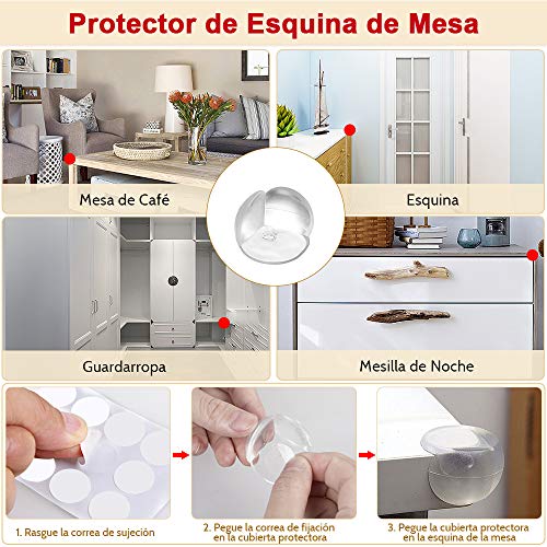 Lictin Kit de Seguridad para Bebés-48 PCS Kit de Protector para Bebés con 20 Cubiertas de Protección de Socket, 14 Protectores de Esquina de Silicona, 6 Cerradura del Cajón, 2 Tope de Puerta, etc