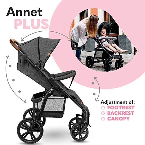 LIONELO Annet Silla de Pase Para niños hasta 22 kg 0-48M ajuste del respaldo hasta posición horizontal Capucha XXL Plegable fácil con ventana Mosquitera