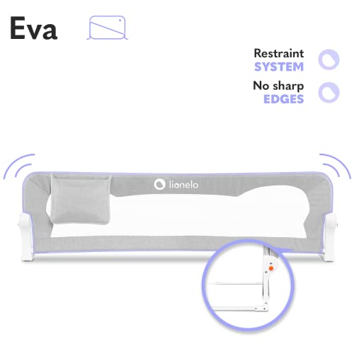 Lionelo Eva Barrera para la cama 150 x 35 x 42 Cinturones de seguridad SecureBelt Bloqueo Standsafe Compacta Malla transpirable Montaje sencillo Gris melange