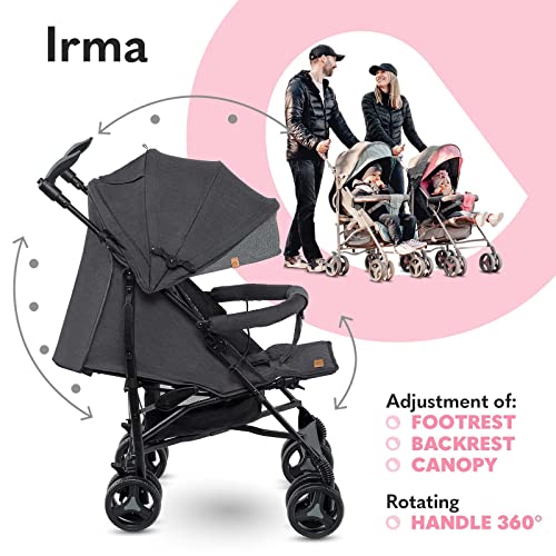 LIONELO Irma Silla de paseo plegable Diseño ultraligero 7 kg Respaldo ajustable Para niños de hasta 15 kg 6-36M Cinturones de seguridad de 5 puntos Cesta de la compra