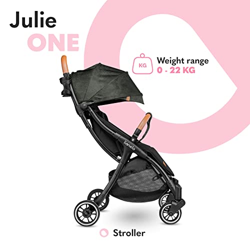 LIONELO Julie One Carrito 51 x 75 x 103 cm Para menores hasta 22kg 0-48M Regulación del respaldo Plegado sencillo Ruedas resistentes con amortizadores Cesta para compras Verde