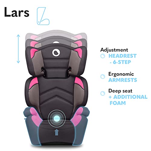 LIONELO Lars silla coche grupo 2-3 para niños 15-36 kg regulación de altura del reposacabezas en 6 niveles montaje con cinturones estructura ImpactGuard